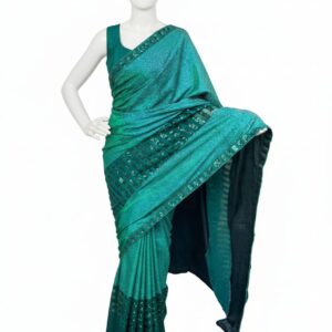 Elegant Green Designer Saree with Subtle Shine