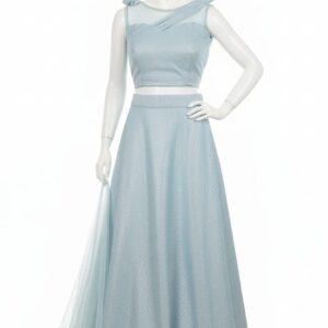 Elegant Light Blue Party Wear Lehenga Set with Stylish Crop Top